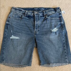 NWT Old Navy Distressed Blue Jean Shorts W16 OG Straight High-Rise
